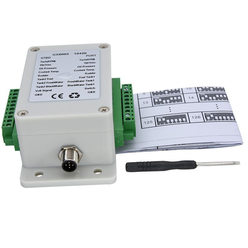 NMEA 2000 Multifunction Converter Connect Up to 18 Sensors 0-190 ohm CX5003 NMEA2000 Converter For Boat Yacht Marine Sensor