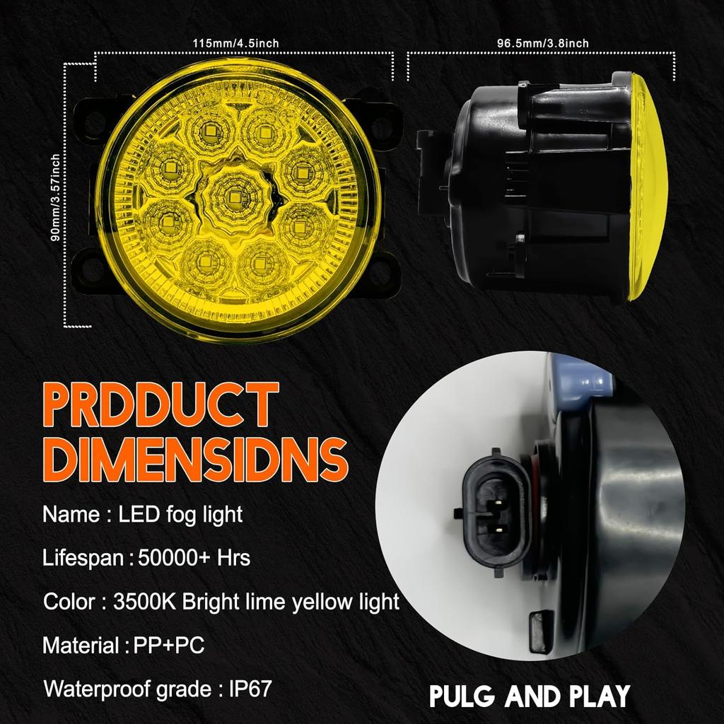 Противотуманные фары 3,5 дюйма OEM 19606300 Для SUBARU WRX 2015- Передний бампер Противотуманные фары Левая правая сборки водителя и пассажира Луч противотуманной фары, 3500K Золотистый