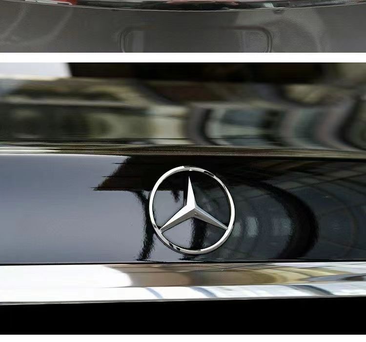 WAK3   9cm Car Rear Trunk Emblem Badge Sticker For Mercedes-Benz W205 W211 W212 GLC Car Tail Emblem Decals Interior Mouldings HBT-BENC