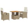 VidaXL Ensemble à Manger de Jardin avec Coussins 3 pcs, Table de Terrasse, Meubles de Patio, Mobilier d'Extérieur, Beige 3277349