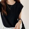 Женская летняя футболка с круглым вырезом и короткими рукавами, однотонная футболка
