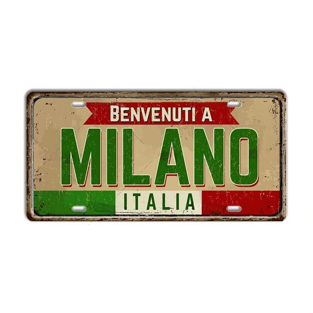FJ Metal Tin Signs ITALY License Plate City State Tin Plaque Landmark Posters Wall Garage Bar Pub Decors