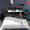 Набор пододеяльников с 3D-печатью в виде клавиш пианино, мягкий домашний текстиль, постельное белье, наволочка, черно-белый стиль с нотами, набор пододеяльников