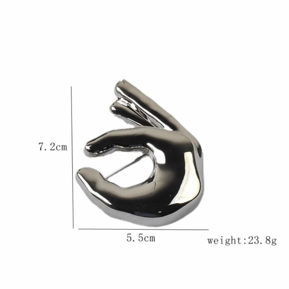 Hand Gesture OK Gesture Brooches Large Suit Lapel Pin Personalized Clothes Badge Women Men