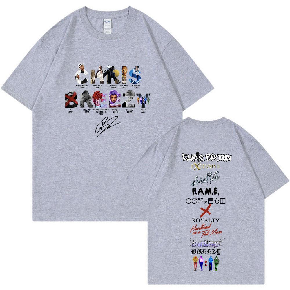 Rapper Chris Brown Breezy T-shirt 11:11 Tour 2024 T-Shirts Unisex Harajuku O-Neck Short Sleeve T Shirts Fans Gift Streetwear