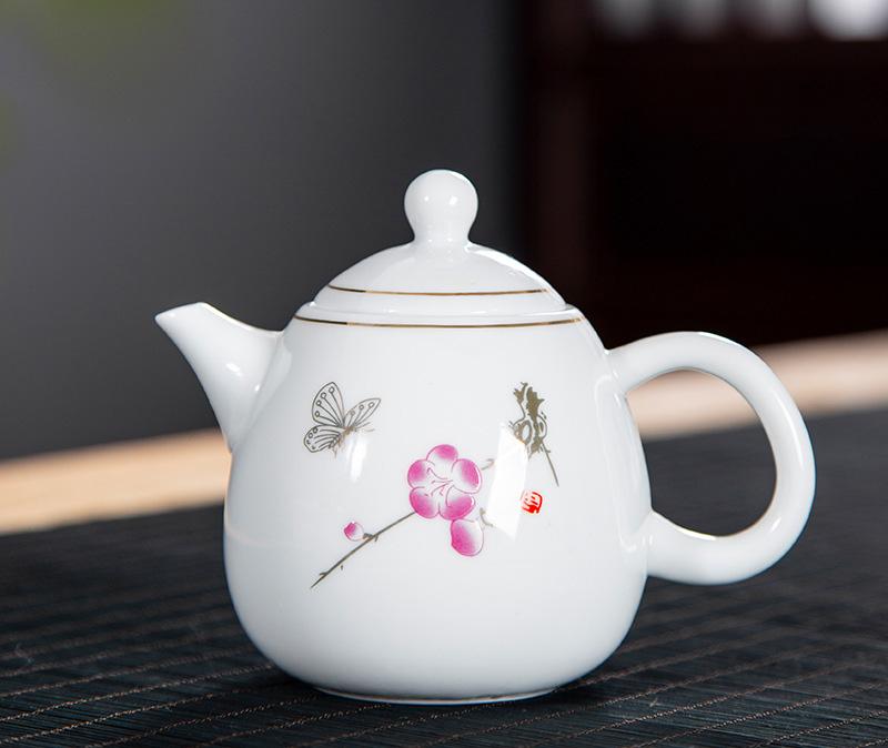 High Quality White Porcelain Teapot Exquisite Enamel Color Teapot With Tea Strainer Handmade Ceramics Teaware Tea Set