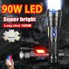Мощный белый лазерный фонарик, перезаряжаемый фонарик, суперяркий, масштабируемый фонарь, водонепроницаемый фонарик с большим радиусом действия