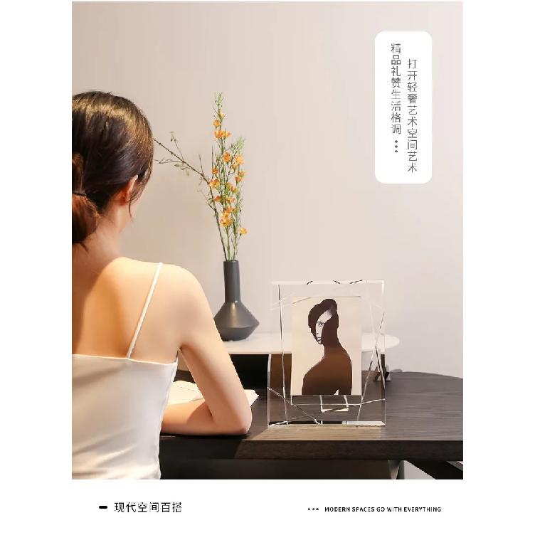 6 inch 7 inch fashion light luxury crystal image frame photo frame model room bedside table photo frame table ornament or gift