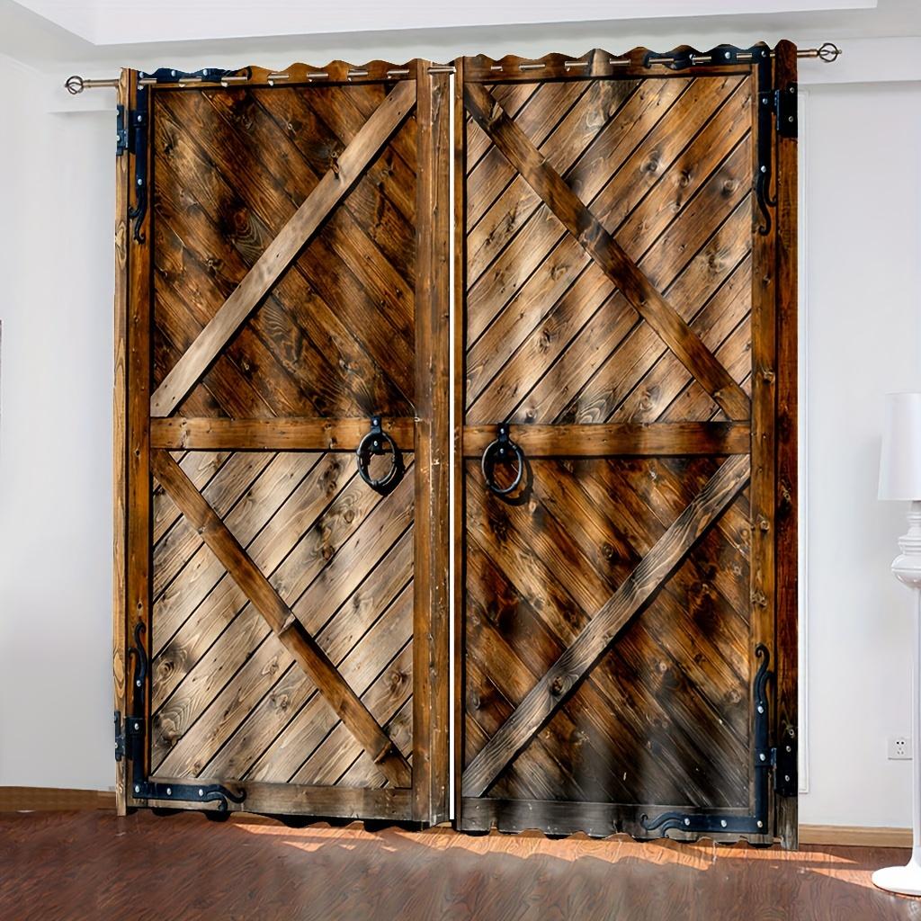 2 шт. Дверь амбара антикварная деревенская ферма старое дерево цифровая печать гостиная шторы люверсы верхние шторы гостиная офис