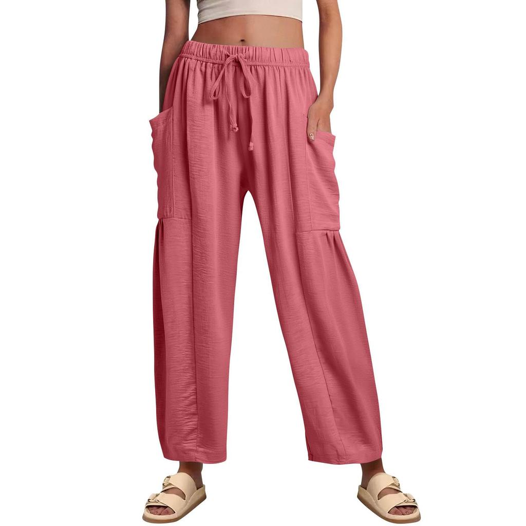 Женские широкие льняные брюки больших размеров со средней талией, летние мешковатые брюки