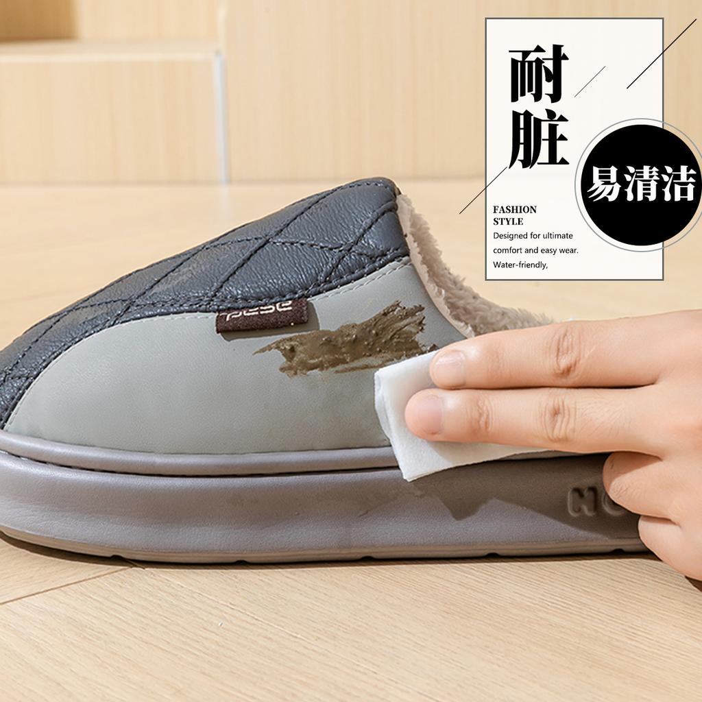 Водонепроницаемые хлопковые тапочки зима 2025 новинка для улицы в помещении домашние нескользящая толстая подошва пара хлопковые шлепанцы зима