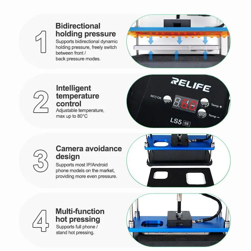 RELIFE LS5 SE Двусторонний нагрев и платформа с удержанием давления Для ламинирования экрана, Инструменты для ремонта усиления рам