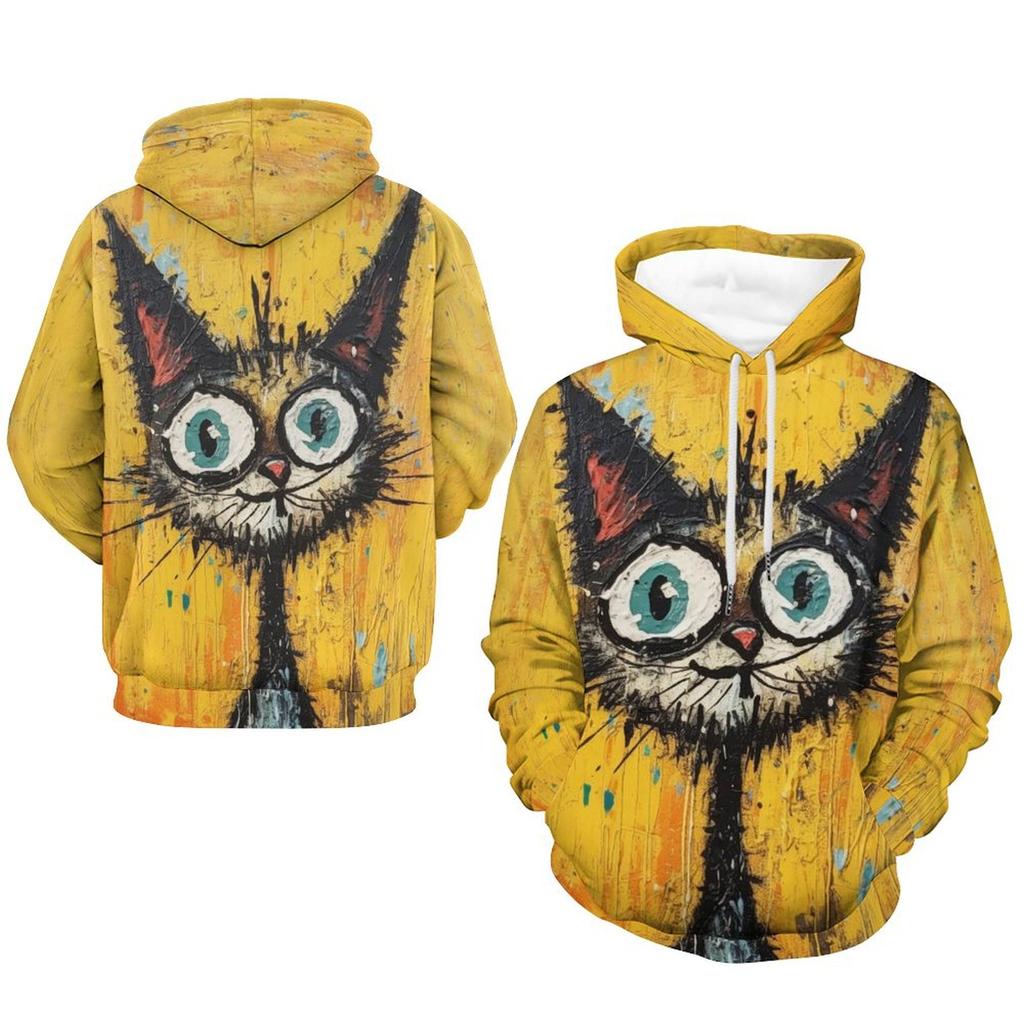 Fashion Men's/Women's Autumn/Winter Hoodie Oil Painting Style Abstract Cartoon Animal Wind Simulation Print Casual Loose Hoodie