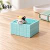 Unique Desktop Ornament for Cat Lovers Cute Bathing Figurine, Mini Kitten in Blue Bathtub Statue, Micro Landscape Small Sculpture Home Fairy