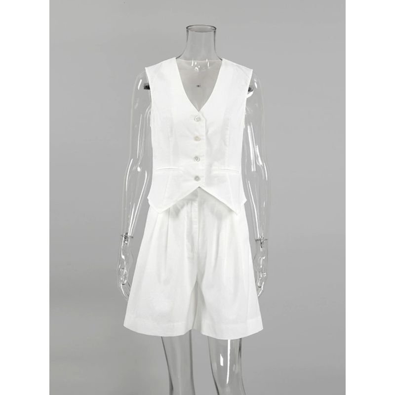 Casual Sleeveless Vest and Shorts Two-Piece Set Casual Vest Suit