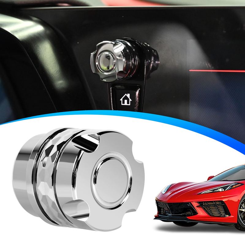 Car Radio Volume Control Knob Red Black Silver For CHEVROLET Corvette Stingray Z06 E-Ray C8 Coupe 2025