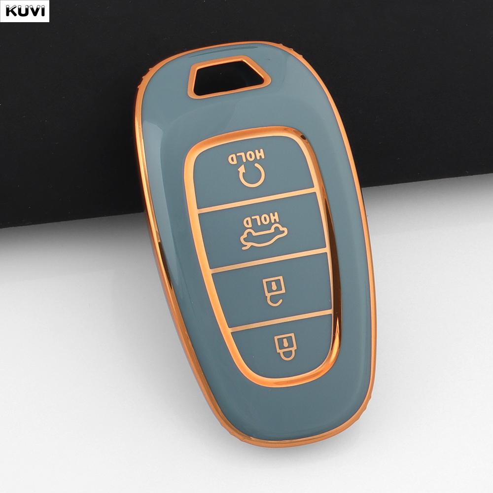 SKCW6 4 Button TPU Car Remote Key Case Cover For Hyundai Santa Fe Tucson 2022 NEXO NX4 Ioniq 5 Atos Prime Solaris 2021 Fob Accessories