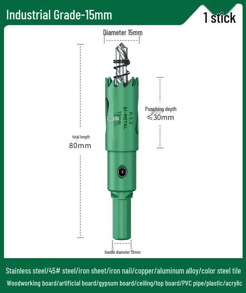 Green Forest Hole Saw Drill Bit for Metal, Wood, Plastic, and Gypsum Board