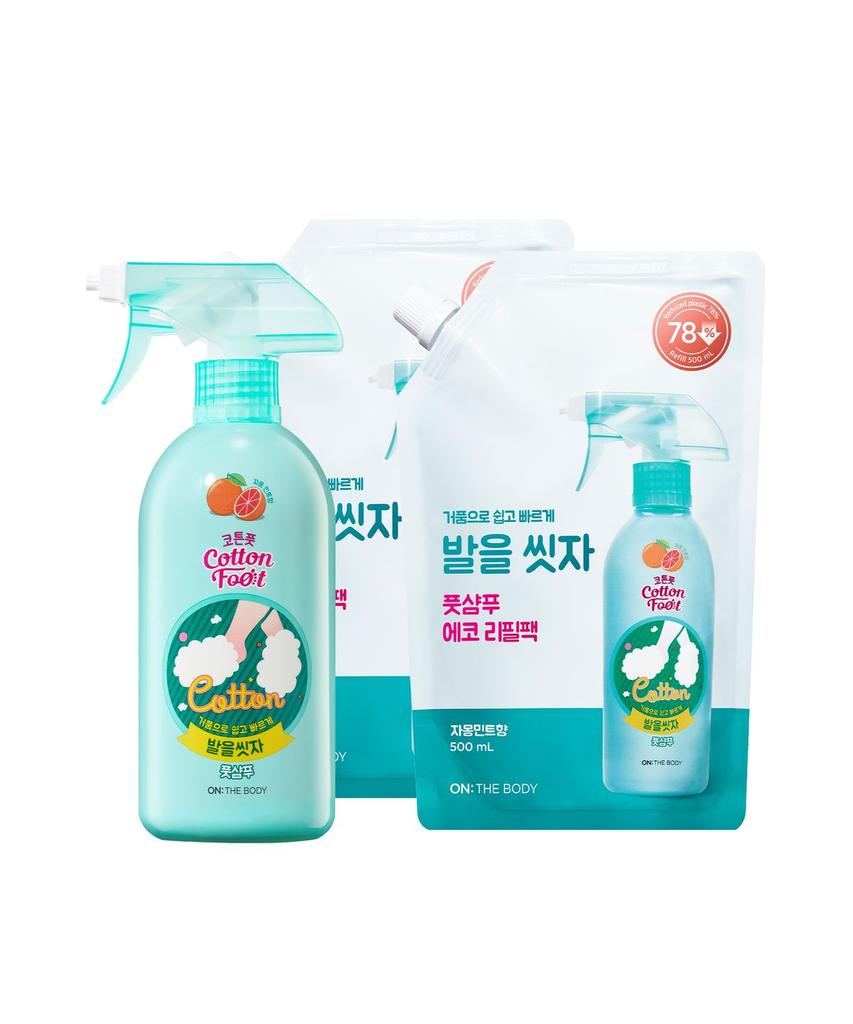 Cotton Foot Let's Wash Your Feet Foot Shampoo (Lemon/Grapefruit/Cooling) 510ml + 2 Refills 500ml
