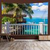 Window Sill Garden Beach View Large Tapestry Wall Hanging Bohemian Hippie Tapestry Room Aesthetic Living Room Home Decoration