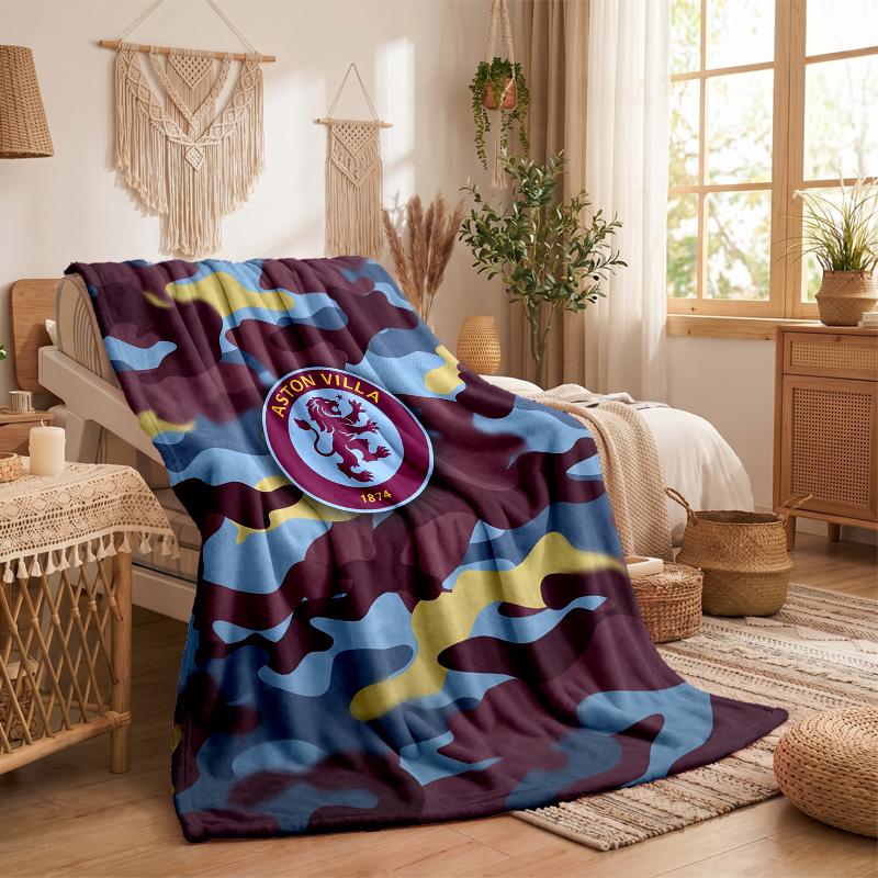 Aston Villa Football Print Flannel Blanket Soft Warm Sofa Bed Throw Blanket For Home Office Bedroom
