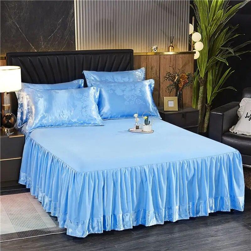 Plush Jacquard Bed Skirt Three-piece Sheet Bed Anti-slip Double Bed Spread Queen King Size Mattress Protective Cover