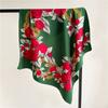 Rose Flower Scarf Silk Satin Matte Fabric Soft And Elegant Wrap 90Cm Square Headscarf For Women Shawls Bandana Lady Hijabs