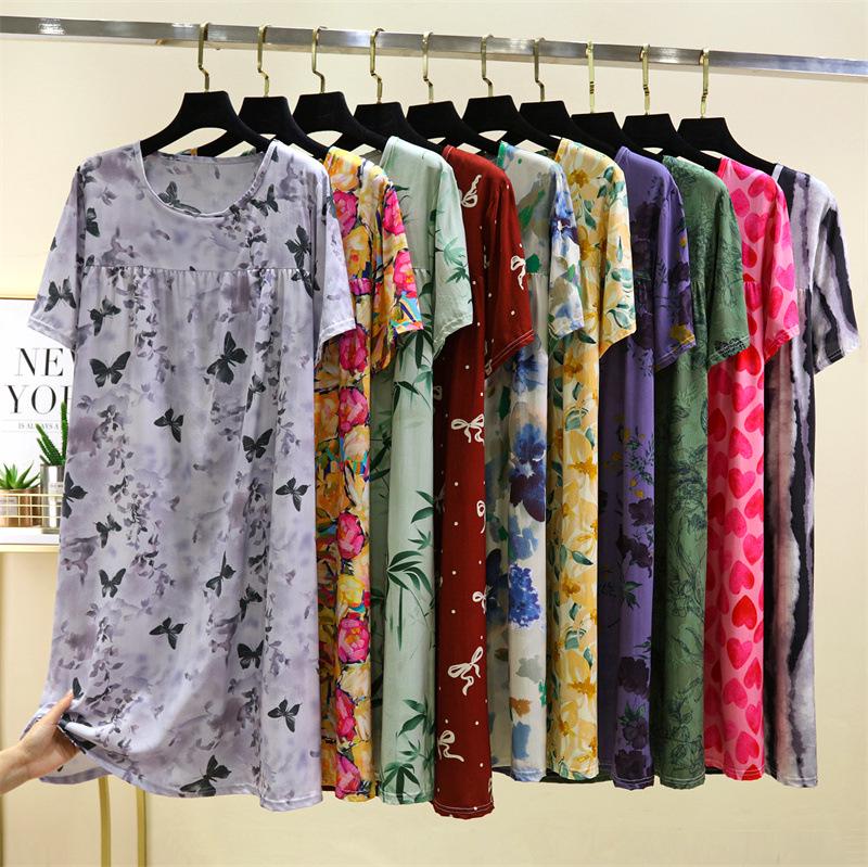 2025 Женское летнее платье с цветочным принтом из хлопка и шелка - Приталенный французский стиль с плиссированным вискозным подкладом и короткими рукавами