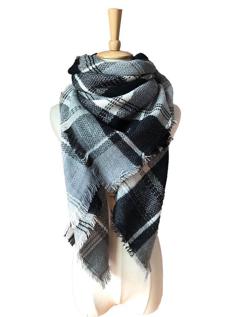 Autumn and Winter New Colorful Plaid Square Scarf Plaid Scarf Men's and Women's Imitation Cashmere Plaid Scarf Shawl