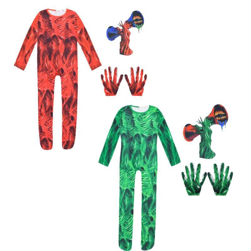 Хэллоуин Сиреноголовый Ужас Наряд Средний Косплей Костюм Комбинезон Маска Перчатки