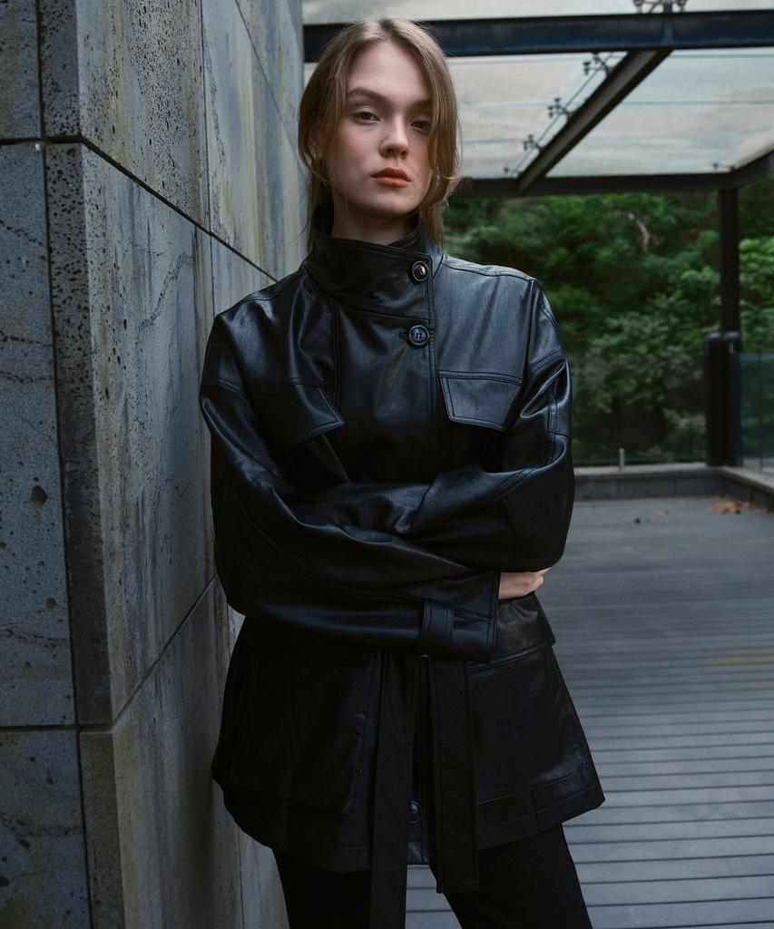 JUCYJUDY High-Neck Faux Leather Jacket J1Jk621D