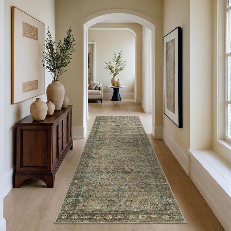 VIKAMA Vintage Carpet Bohemian Style American Living Room Bedroom Bedside Rug Kitchen Non-Slip Mat Foldable Home Decoration