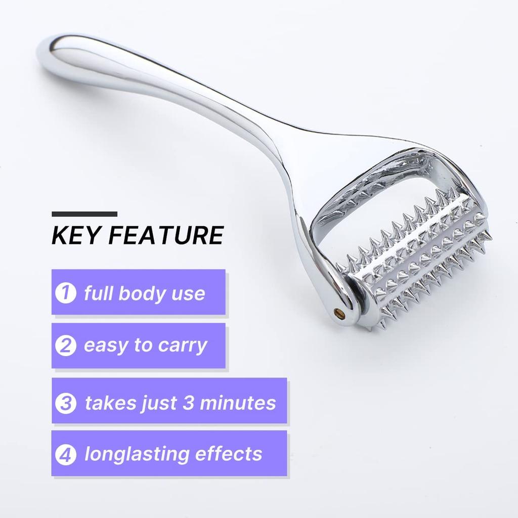 Premium Stainless Steel Facial Massage Roller Set - Deep Tissue Massage Tool for Face, Body, and SPA Care - Acupressure Massager