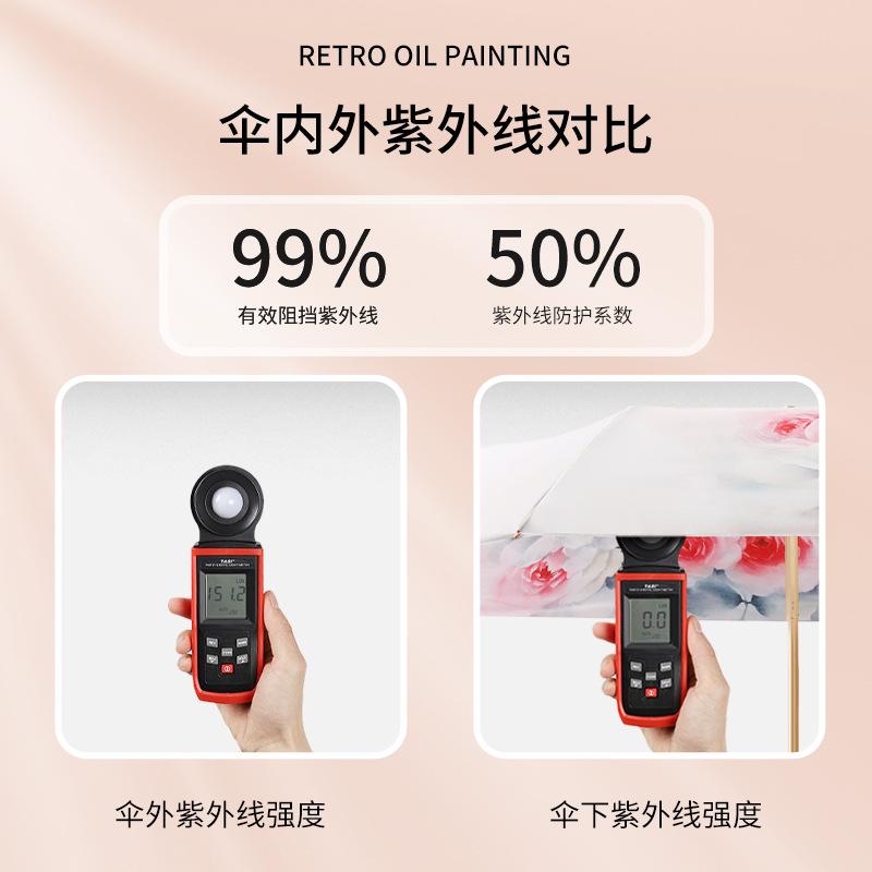 Новый трехсложный ручной восьмиспицевый зонт из виниловой ткани, двухслойный двухсторонний цветной зонт-парасоль, трехсложный зонт от солнца