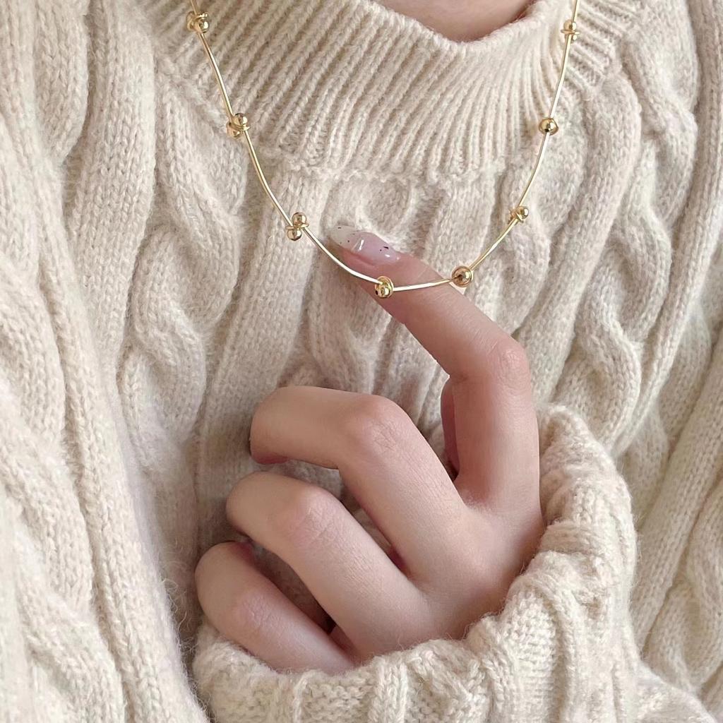 Оригинальный дизайн Ins S925, ожерелье из стерлингового серебра, ручная работа, круглое ожерелье из бисера, индивидуальность, цепочка на ключицу, женская