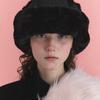 Poesiedame FUR TOQUE HAT IN SUEDE BLACK