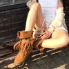 Fashion Bohemia Tassel Stitching Decoration Riding Boots Women Autumn Soft Wedge Heel Western Cowboy Boots Sexy Suede Wandering Shoes