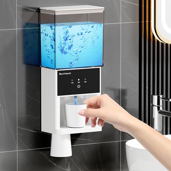 Диспенсер для ополаскивателя полости рта Yousheng для ванной комнаты с 3 регулируемыми уровнями дозирования, большой емкостью, простой установкой, автоматический диспенсер для ополаскивателя полости рта