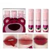 Strawberry Cartoon Matte Lipstick Girl Nude Velvet Smooth Natural Combination Bear, Set, Student, Makeup, Lipstick,