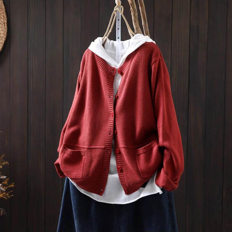 Sweaters Coat Cardigan for Women Large Size Vintage Loose Long Sleeve Knit Cardigan Sweaters Jacket
