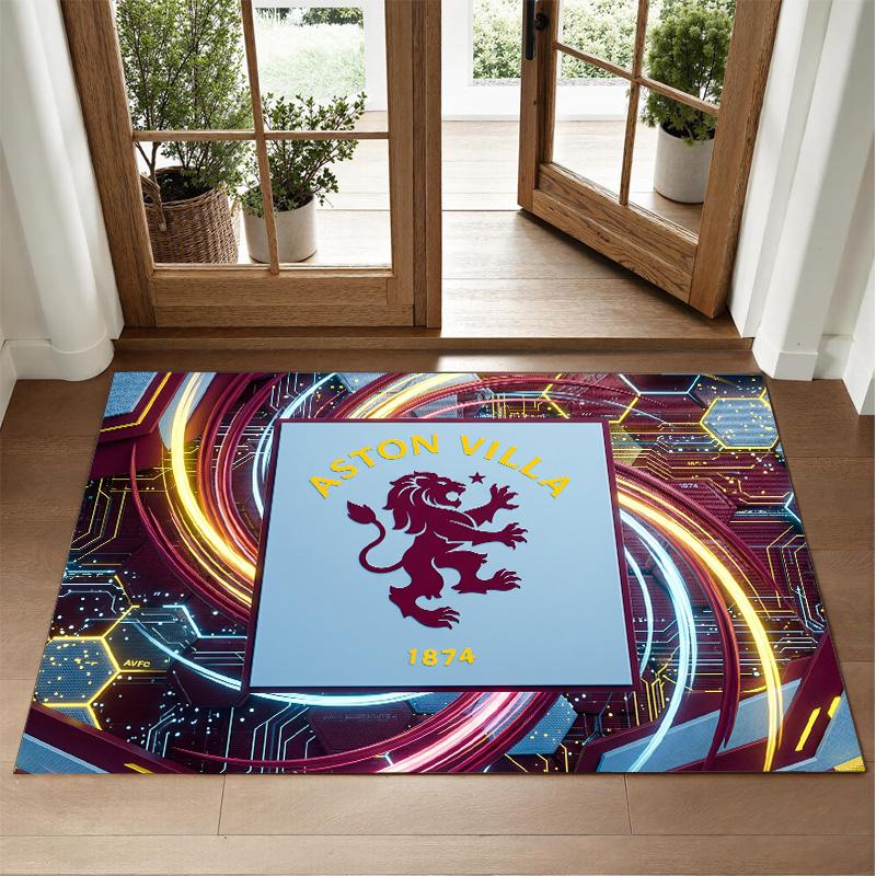 Aston Villa Football Design Crystal Velvet Rug Soft Decorative Mat for Bedroom Entrance