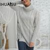 Women's Autumn and Winter Knitwear Solid Colour Pullover High Neck Sweater Jacket Big Pocket