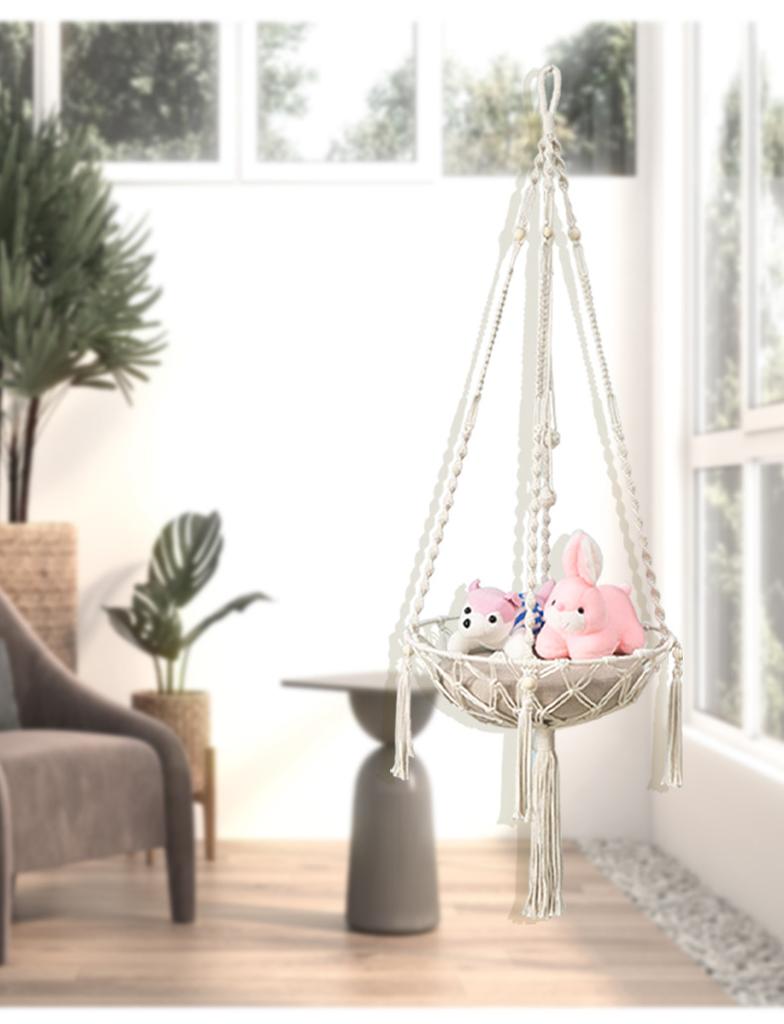 Handmade Woven Hanging Cat Hammock – Boho Pet Bed with Tassels, Cozy Suspended Cradle for Cats & Small Dogs less
