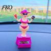 ABS Plastic Car Decoration Solar Dashboard Decoration, Cute Beach Girl Swing Couple Style Ornament Ornament, Dancing Figure for Vehicle Interior