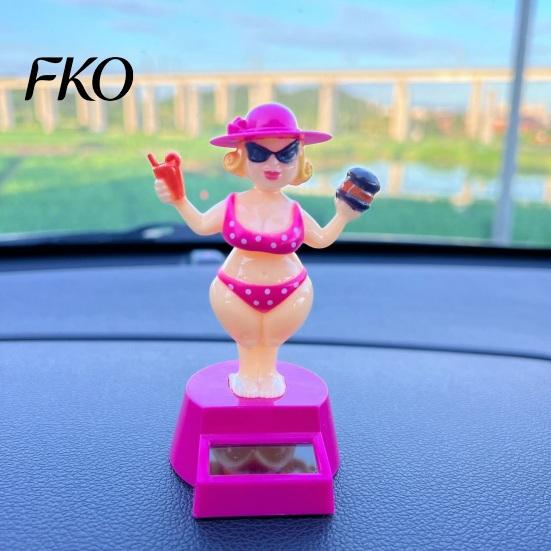 ABS Plastic Car Decoration Solar Dashboard Decoration, Cute Beach Girl Swing Couple Style Ornament Ornament, Dancing Figure for Vehicle Interior