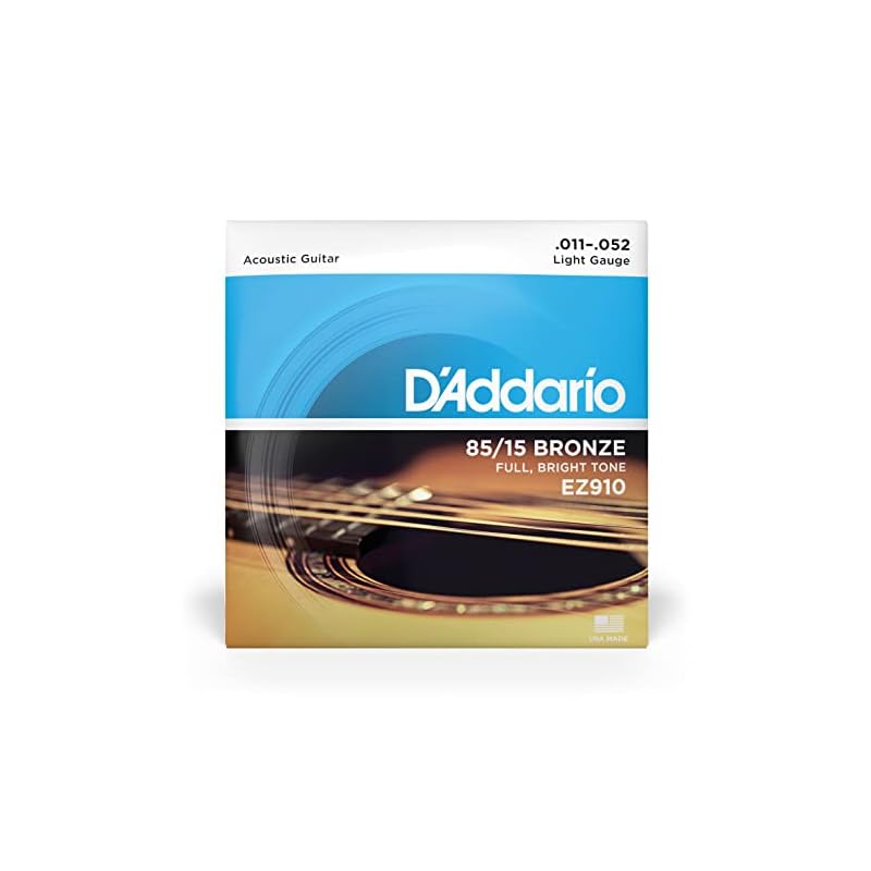 Струны для акустической гитары D'Addario 85/15 American Bronze Light .011-.052 EZ910 [Оригинальный продукт для внутреннего рынка]