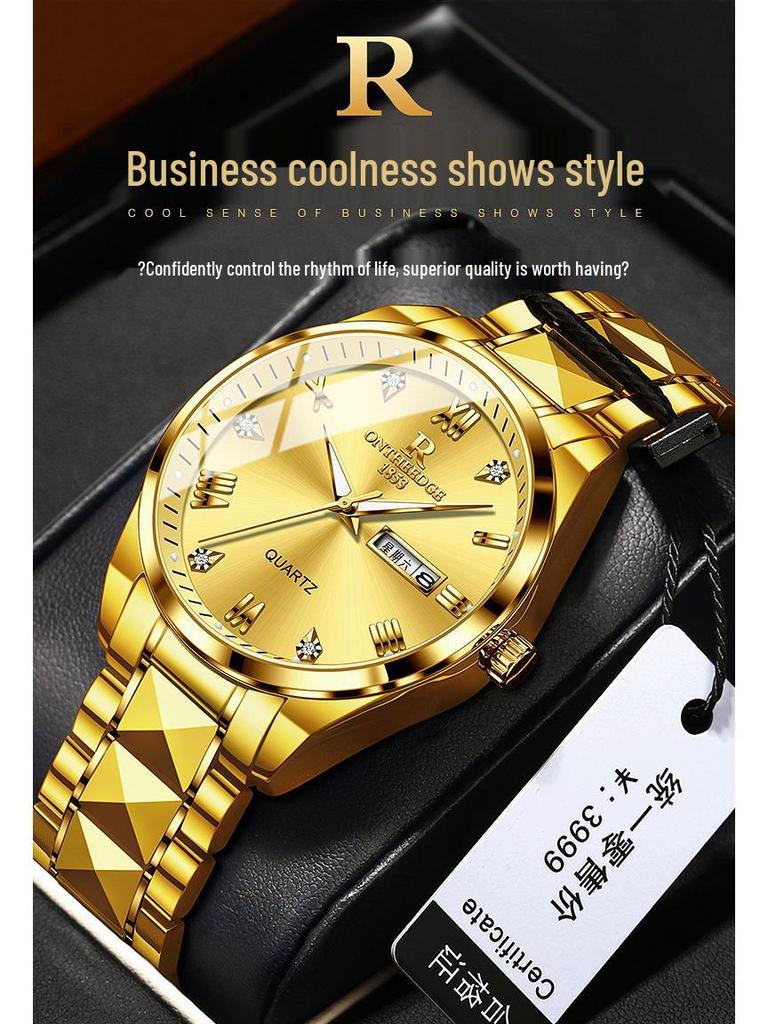 Мужские кварцевые водонепроницаемые светящиеся наручные часы с браслетом из стали, лидер продаж