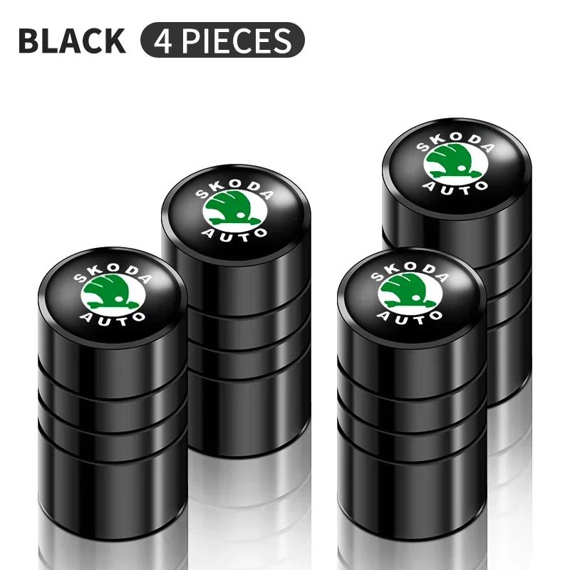 Car Sticker 2025 New 4Pcs Car Logo Wheel Tire Valve Air Valve Stem Caps For Skoda Octavia Fabia Kamiq Kapoq Kodiaq Rapid SCALA S