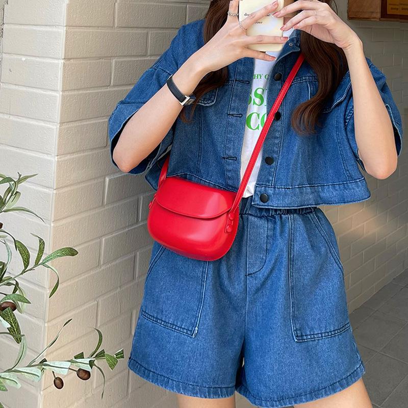Новый дизайн Летняя Корейская Классика Ins Красная Сумка-седло Crossbody Маленького Размера Женская Универсальная Простая Сумка для Телефона