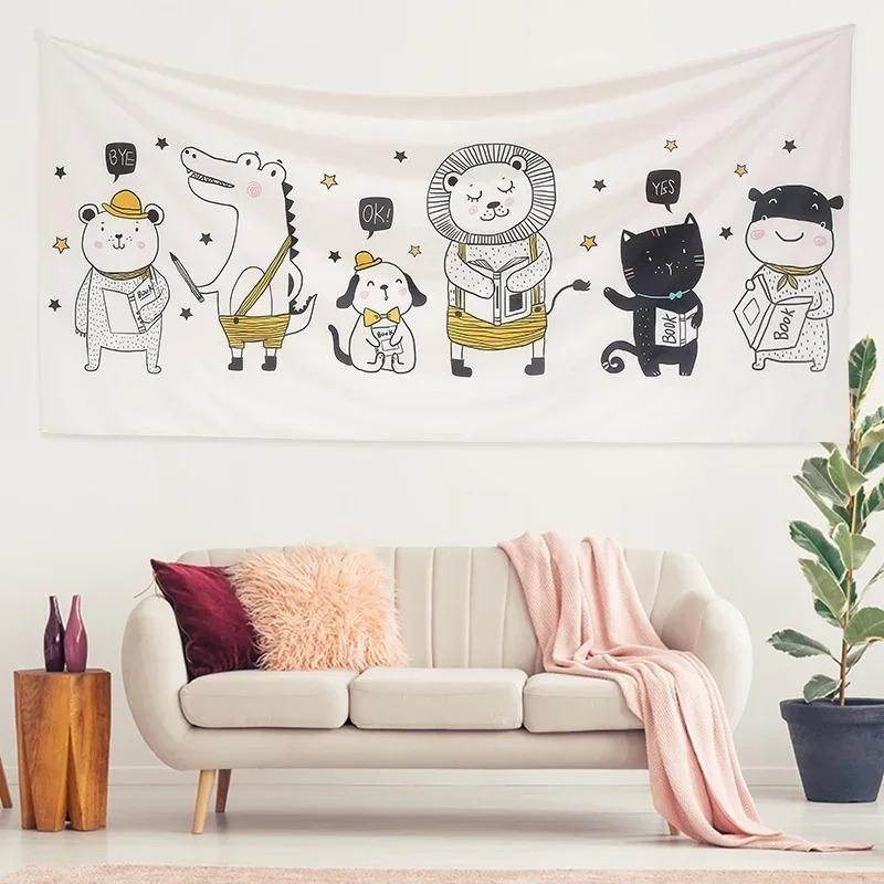 Простой декоративный гобелен с маленькими животными, домашний настенный декоративный гобелен для гостиной, офиса